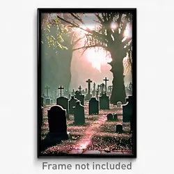 Pixel Art Poster - Webbed Graveyard (8 Bit Psychedelic Trippy Video Game Print)