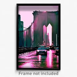 Pixel Art Poster - Striking New York (8 Bit Psychedelic Trippy Video Game Print)