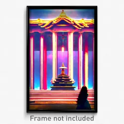 Pixel Art Poster - Heavenly Temple (8 Bit Psychedelic Trippy Video Game Print)