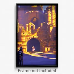 Pixel Art Poster - Tan Stronghold (8 Bit Psychedelic Trippy Video Game Print)