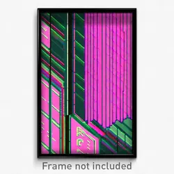 Pixel Art Poster - Rosy Stock Trading Floor (8 Bit Psychedelic Video Game Print)