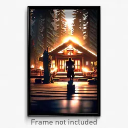 Pixel Art Poster - Hidden Lodge (8 Bit Psychedelic Trippy Video Game Print)
