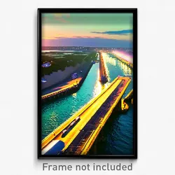 Pixel Art Poster - Bustling Inlet (8 Bit Psychedelic Trippy Video Game Print)