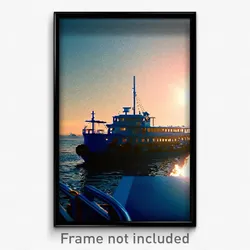 Pixel Art Poster - Blue Ferry (8 Bit Psychedelic Trippy Weird Video Game Print)