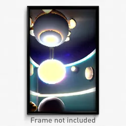 Pixel Art Poster - Spherical Entertainment Room (8 Bit Video Game Print)