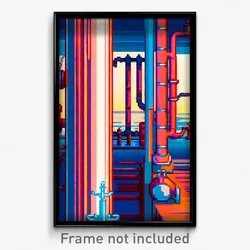 Pixel Art Poster - Nautical Pipes (8 Bit Psychedelic Trippy Video Game Print)