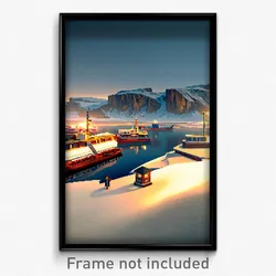 Pixel Art Poster - Arctic Harbour (8 Bit Psychedelic Trippy Video Game Print)
