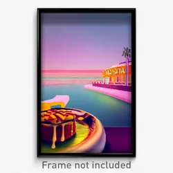 Pixel Art Poster - Deserted Pastel De Nata (8 Bit Psychedelic Video Game Print)