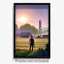 Pixel Art Poster - Glaring Farm (8 Bit Psychedelic Trippy Video Game Print)