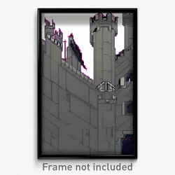 Pixel Art Poster - White Battlements (8 Bit Psychedelic Trippy Video Game Print)