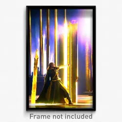 Pixel Art Poster - Golden Arrowslit (8 Bit Psychedelic Trippy Video Game Print)