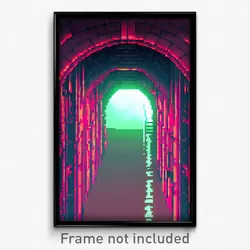 Pixel Art Poster - Acidic Sewer (8 Bit Psychedelic Trippy Video Game Print)