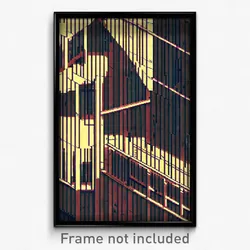 Pixel Art Poster - Wire Frame European City (8 Bit Psychedelic Video Game Print)
