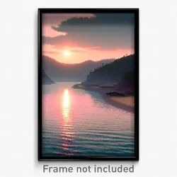 Pixel Art Poster - Faraway Inlet (8 Bit Psychedelic Trippy Video Game Print)