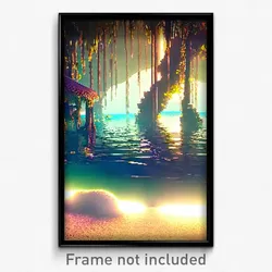 Pixel Art Poster - Notable Lagoon (8 Bit Psychedelic Trippy Video Game Print)