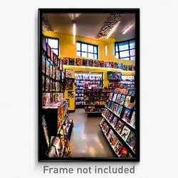 Pixel Art Poster - Glamorous Comic Book Store (8 Bit Video Game Print)