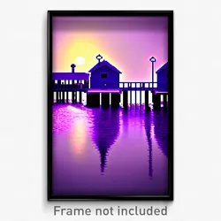 Pixel Art Poster - Purple Wharf (8 Bit Psychedelic Trippy Video Game Print)