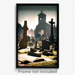 Pixel Art Poster - Agitated Graveyard (8 Bit Psychedelic Video Game Print)
