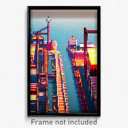 Pixel Art Poster - Creative Port (8 Bit Psychedelic Trippy Video Game Print)