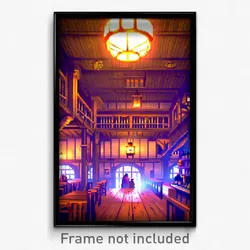Pixel Art Poster - Haunting Tavern (8 Bit Psychedelic Trippy Video Game Print)