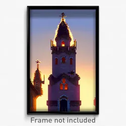 Pixel Art Poster - Detailed Belfry (8 Bit Psychedelic Trippy Video Game Print)