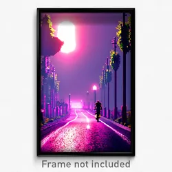 Pixel Art Poster - Rosy Road (8 Bit Psychedelic Trippy Weird Video Game Print)
