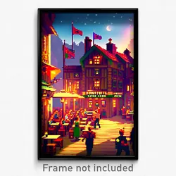 Pixel Art Poster - Bountiful Tavern (8 Bit Psychedelic Trippy Video Game Print)