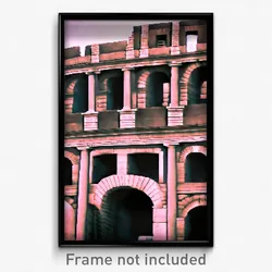 Pixel Art Poster - Complex Colosseum (8 Bit Psychedelic Trippy Video Game Print)