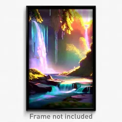 Pixel Art Poster - Enchanted Falls (8 Bit Psychedelic Trippy Video Game Print)