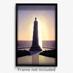 Pixel Art Poster - Faraway Obelisk (8 Bit Psychedelic Trippy Video Game Print)