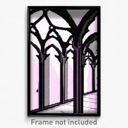 Pixel Art Poster - Creepy Cloister (8 Bit Psychedelic Trippy Video Game Print)