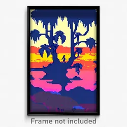Pixel Art Poster - Modest Badland (8 Bit Psychedelic Trippy Video Game Print)