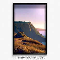 Pixel Art Poster - Distant Cliff (8 Bit Psychedelic Trippy Video Game Print)