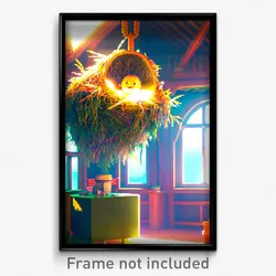 Pixel Art Poster - Crazy Nest (8 Bit Psychedelic Trippy Weird Video Game Print)