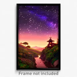 Pixel Art Poster - Starry Country (8 Bit Psychedelic Trippy Video Game Print)