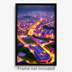 Pixel Art Poster - Oval Indian City (8 Bit Psychedelic Trippy Video Game Print)