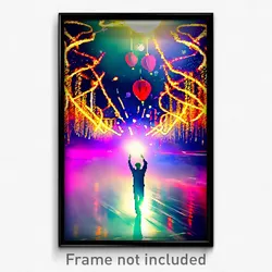 Pixel Art Poster - Dangerous New Year Day (8 Bit Psychedelic Video Game Print)