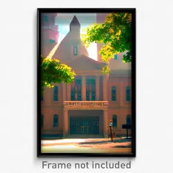 Pixel Art Poster - Sweet Courthouse (8 Bit Psychedelic Trippy Video Game Print)