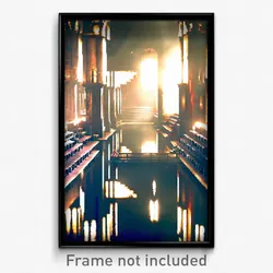 Pixel Art Poster - Reflecting Catacombs (8 Bit Psychedelic Video Game Print)