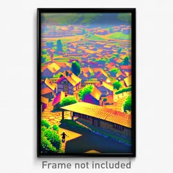Pixel Art Poster - Clean Village (8 Bit Psychedelic Trippy Video Game Print)