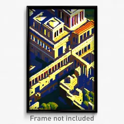 Pixel Art Poster - Notable Acropolis (8 Bit Psychedelic Trippy Video Game Print)
