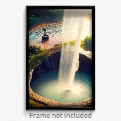Pixel Art Poster - Wild Watering Hole (8 Bit Psychedelic Video Game Print)