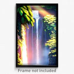 Pixel Art Poster - Leafy Waterfall (8 Bit Psychedelic Trippy Video Game Print)
