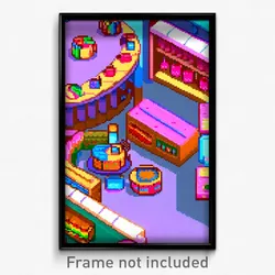 Pixel Art Poster - Multicolored Bakery (8 Bit Psychedelic Video Game Print)