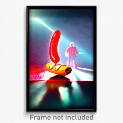 Pixel Art Poster - Red Hot Dog (8 Bit Psychedelic Trippy Weird Video Game Print)