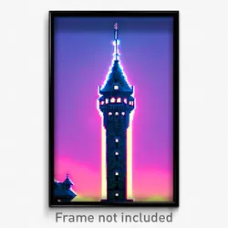 Pixel Art Poster - Superb Tower (8 Bit Psychedelic Trippy Video Game Print)