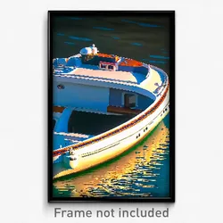 Pixel Art Poster - Standard Boat (8 Bit Psychedelic Trippy Video Game Print)