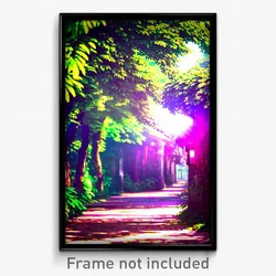 Pixel Art Poster - Leafy Alley (8 Bit Psychedelic Trippy Weird Video Game Print)