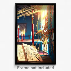 Pixel Art Poster - Tattered Scriptorium (8 Bit Psychedelic Video Game Print)