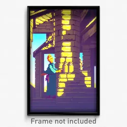 Pixel Art Poster - Animated Granary (8 Bit Psychedelic Trippy Video Game Print)